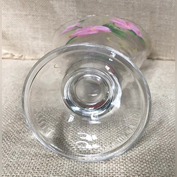Vintage Floral Glass Fan Pedestal Vase Hand Painted Pink Flowers Cottage Core - Picture 7 of 7